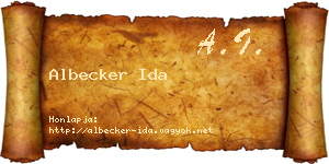 Albecker Ida névjegykártya